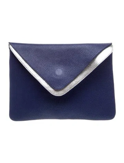 Pre-owned Bill Blass Leather Portfolio In Blue