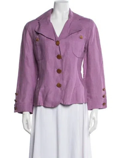 Pre-owned Bill Blass Linen Blazer In Purple