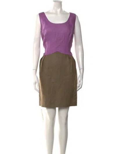 Pre-owned Bill Blass Linen Mini Dress In Brown
