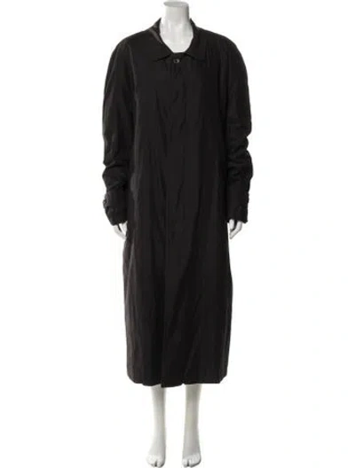 Pre-owned Bill Blass Linen Trench Coat In Black