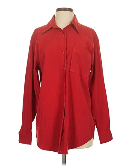 Pre-owned Bill Blass Long Sleeve Blouse In Red