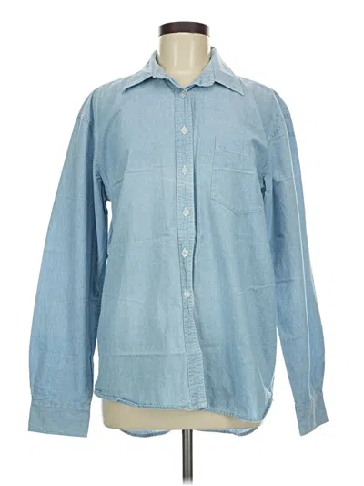 Pre-owned Bill Blass Long Sleeve Button Down Shirt In Blue