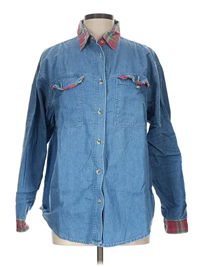 Pre-owned Bill Blass Long Sleeve Button Down Shirt In Blue
