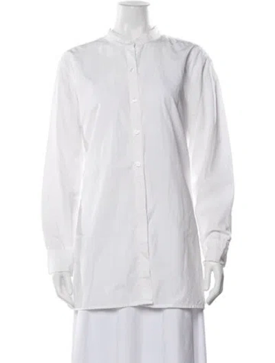 Pre-owned Bill Blass Long Sleeve Button-up Top In White
