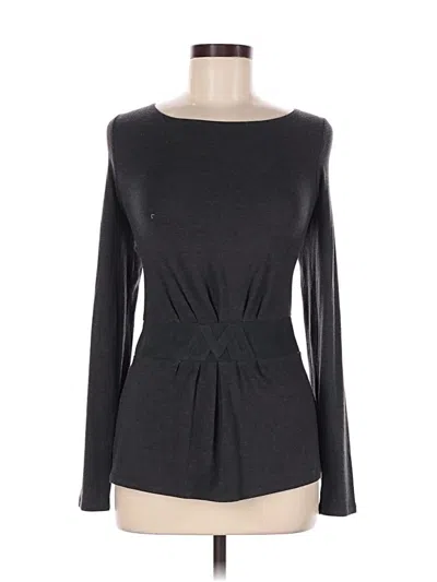 Pre-owned Bill Blass Long Sleeve Top Gray Keyhole Neckline Tops