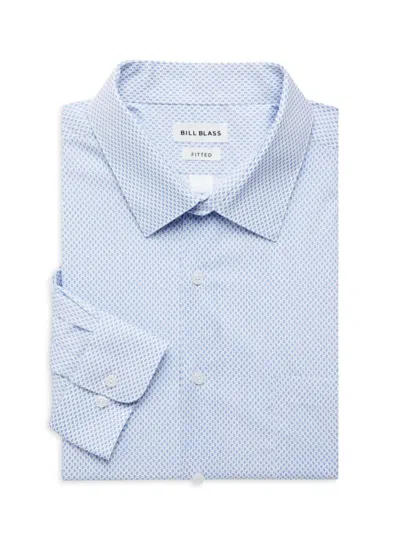 Bill Blass Men's Fitted Paisley Sport Shirt In White Blue
