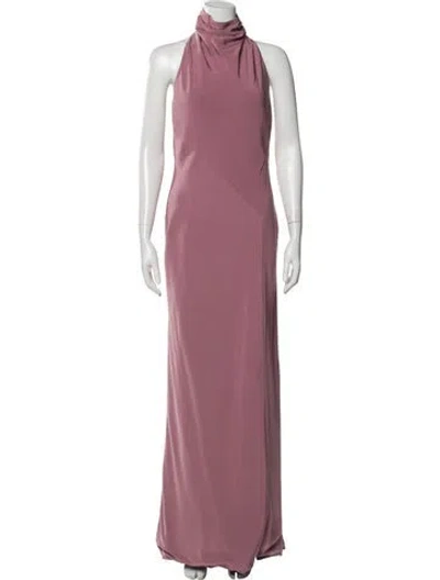 Pre-owned Bill Blass Mock Neck Long Dress In Pink