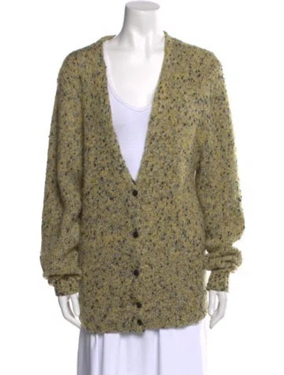Pre-owned Bill Blass Mohair V-neck Sweater In Green