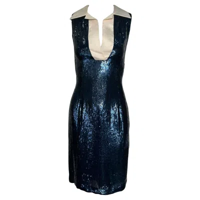 Pre-owned Bill Blass Navy Blue Sequin Sailor Cocktail Dress, 1980s