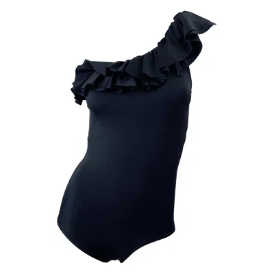 Pre-owned Bill Blass New W/ Tags 1980s  Size 8 One Black One Piece 80s Swimsuit / Bodysuit
