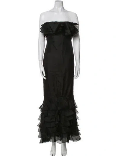 Pre-owned Bill Blass Off-the-shoulder Long Dress In Green