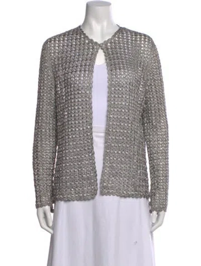 Pre-owned Bill Blass Open Front Sweater In Grey