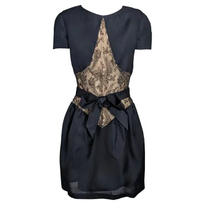 Pre-owned Bill Blass Organza And Lace Cocktail Dress In Black
