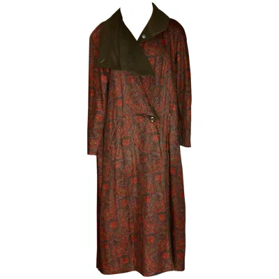 Pre-owned Bill Blass Paisley Edwardian Style Dress Coat In Brown