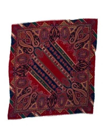 Pre-owned Bill Blass Paisley Print Scarf In Red