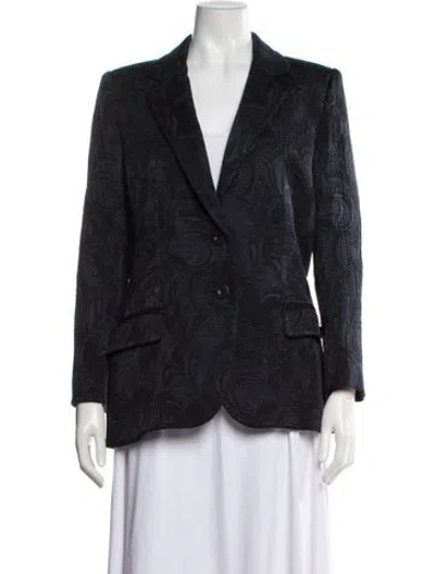 Pre-owned Bill Blass Patterned Blazer In Blue