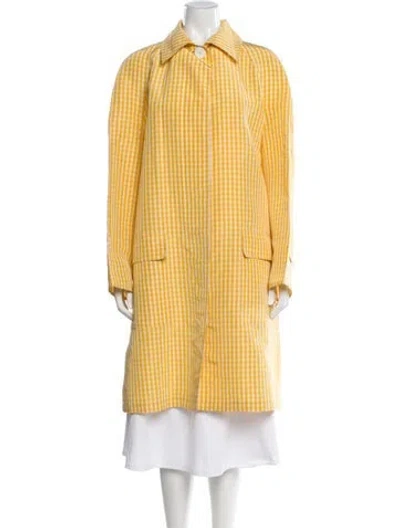 Pre-owned Bill Blass Plaid Print Coat In Yellow