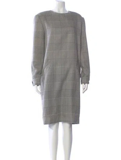 Pre-owned Bill Blass Plaid Print Knee-length Dress In Black