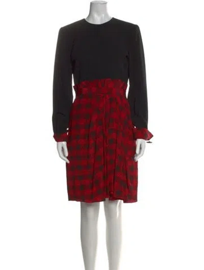 Pre-owned Bill Blass Plaid Print Knee-length Dress In Black
