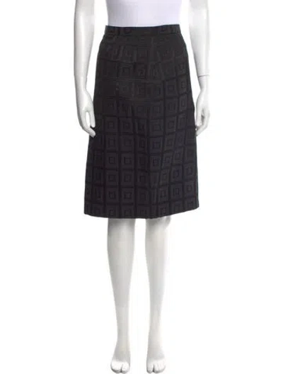 Pre-owned Bill Blass Plaid Print Knee-length Skirt In Black