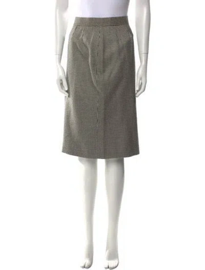 Pre-owned Bill Blass Plaid Print Knee-length Skirt In Black