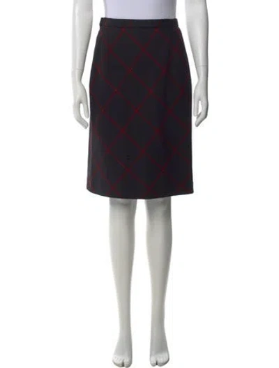 Pre-owned Bill Blass Plaid Print Knee-length Skirt In Black