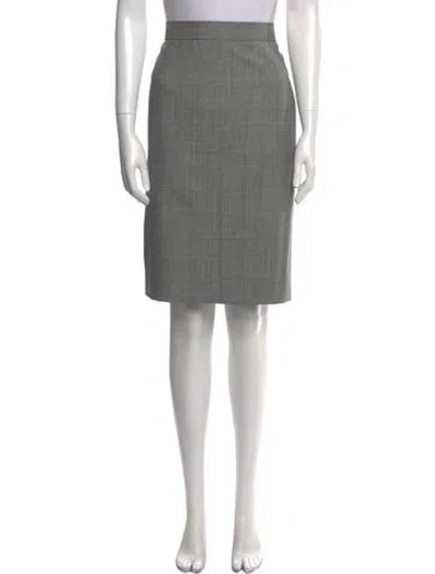 Pre-owned Bill Blass Plaid Print Knee-length Skirt In Blue