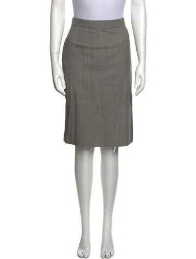 Pre-owned Bill Blass Plaid Print Knee-length Skirt In Brown