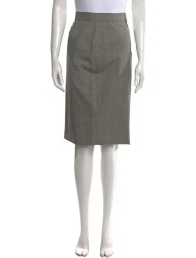 Pre-owned Bill Blass Plaid Print Knee-length Skirt In Gray