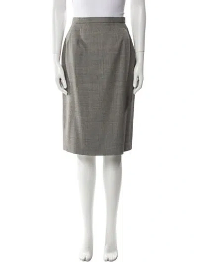 Pre-owned Bill Blass Plaid Print Knee-length Skirt In Gray