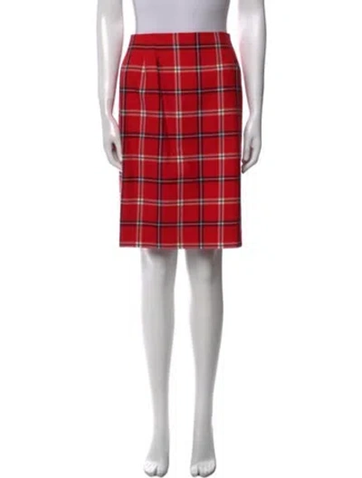 Pre-owned Bill Blass Plaid Print Knee-length Skirt In Multi