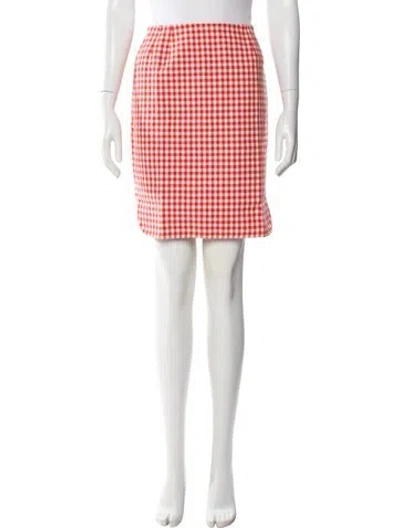Pre-owned Bill Blass Plaid Print Knee-length Skirt In Pink