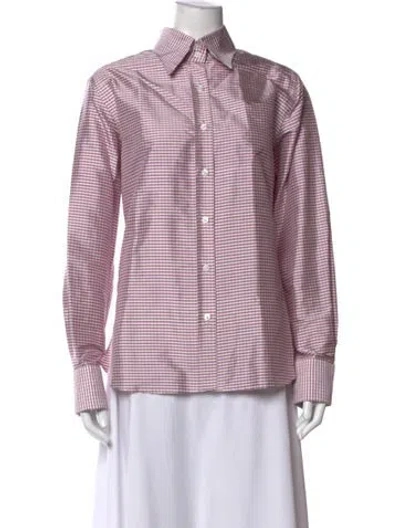 Pre-owned Bill Blass Plaid Print Long Sleeve Button-up Top In Multicolor
