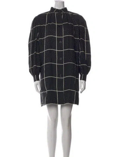 Pre-owned Bill Blass Plaid Print Mini Dress In Black