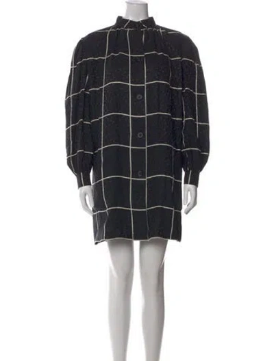 Pre-owned Bill Blass Plaid Print Mini Dress In Black
