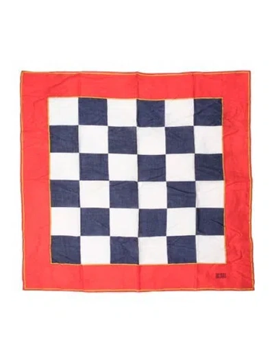 Pre-owned Bill Blass Plaid Print Scarf In Red