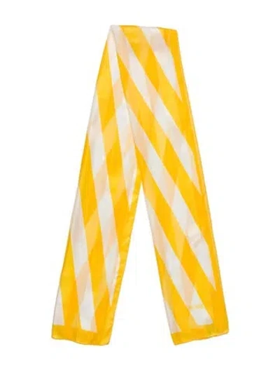 Pre-owned Bill Blass Plaid Print Scarf In Yellow