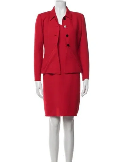 Pre-owned Bill Blass Pleated Accents Dress Set In Red