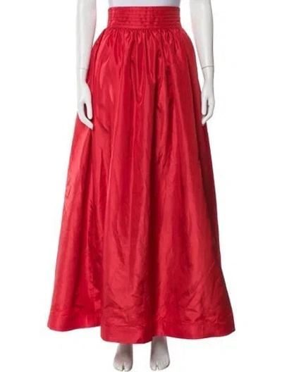 Pre-owned Bill Blass Pleated Accents Long Skirt In Red