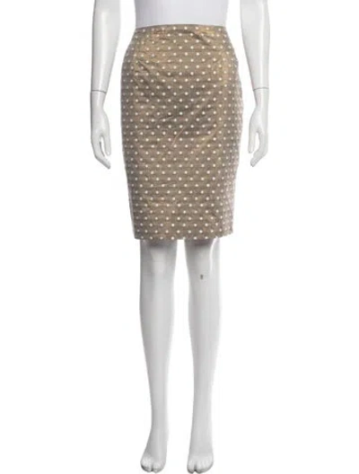 Pre-owned Bill Blass Polka Dot Print Knee-length Skirt In Brown