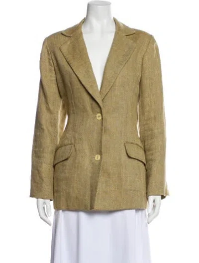 Pre-owned Bill Blass Printed Blazer In Yellow
