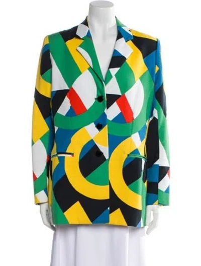 Pre-owned Bill Blass Printed Blazer In Yellow