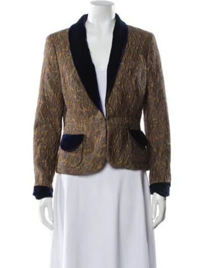 Pre-owned Bill Blass Printed Evening Jacket In Brown