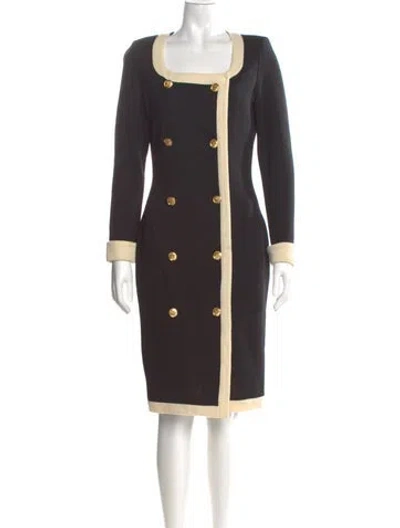 Pre-owned Bill Blass Printed Knee-length Dress In Black