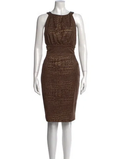 Pre-owned Bill Blass Printed Knee-length Dress In Brown