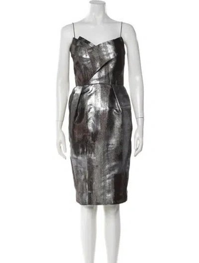 Pre-owned Bill Blass Printed Knee-length Dress In Gray