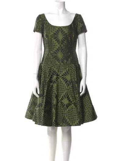 Pre-owned Bill Blass Printed Knee-length Dress In Green