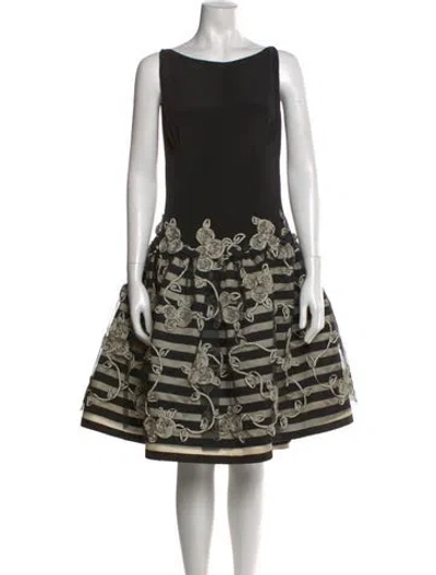 Pre-owned Bill Blass Printed Midi Length Dress In Black