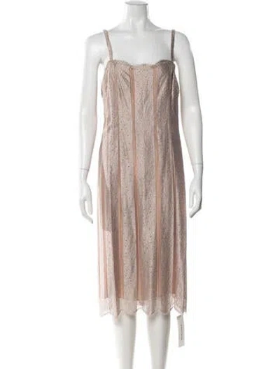 Pre-owned Bill Blass Printed Midi Length Dress In Neutral