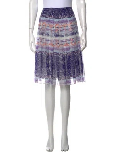 Pre-owned Bill Blass Printed Midi Length Skirt In Blue